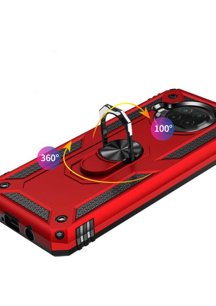 Xiaomi Redmi Note 9 Pro 5g Kılıf Çift Katmanlı Yüzüklü Manyetik Vega Kapak + Tam Kaplayan 6d Nano Ekran Koruyucu
