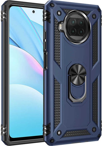 Xiaomi Redmi Note 9 Pro 5g Kılıf Çift Katmanlı Yüzüklü Manyetik Vega Kapak + Tam Kaplayan 6d Nano Ekran Koruyucu