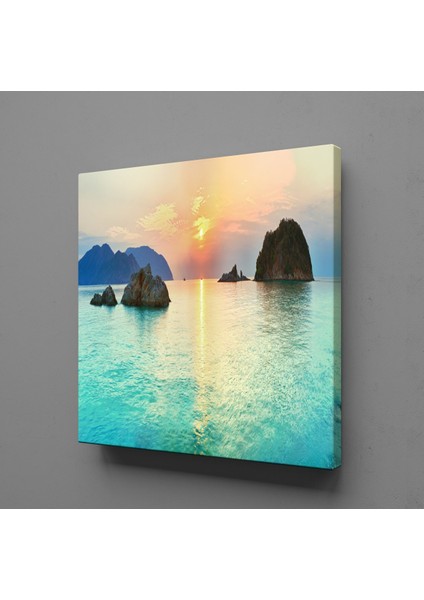 Deniz Güneş ve Dağ 110 x 110 cm