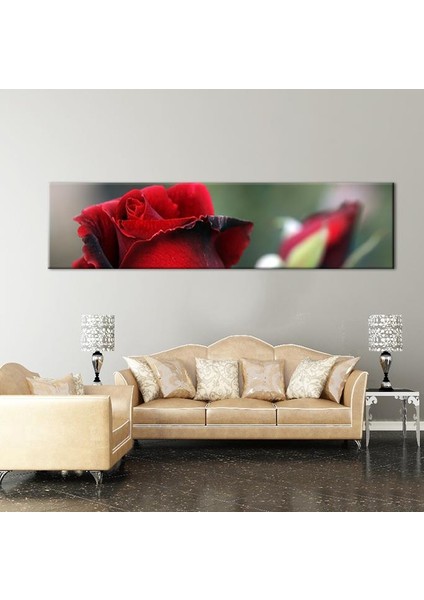 Gül Kırmızı Kanvas Tablo 300 x 100 cm