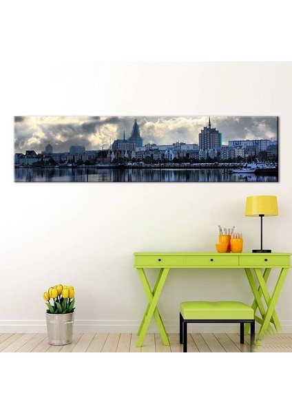 Amsterdam ve Akarsu Kanvas Tablo 120 x 40 cm