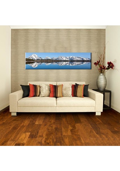 Dağ ve Göl Kanvas Tablo 240 x 80 cm modelleri