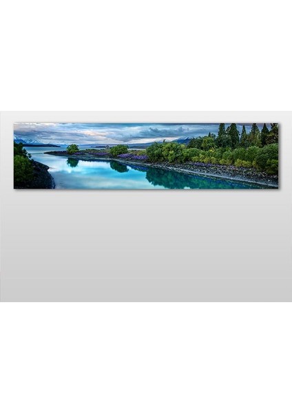 Akarsu ve Dağ Kanvas Tablo 150 x 50 cm