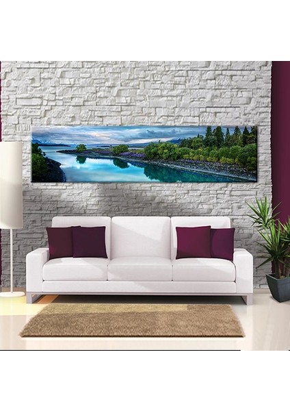 Akarsu ve Dağ Kanvas Tablo 150 x 50 cm