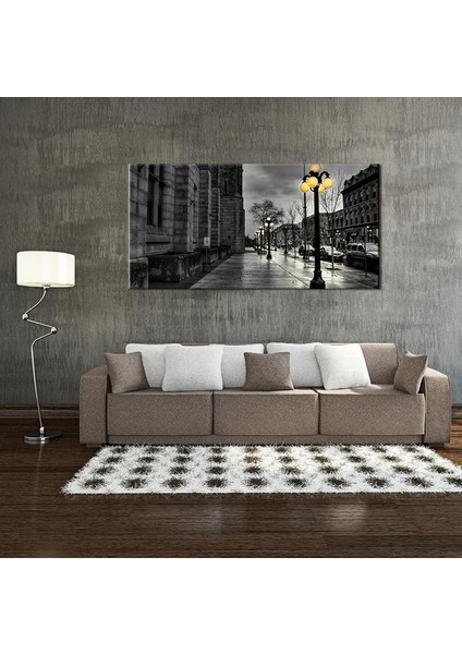 Gold Sokak Lambası Kanvas Tablo 180 x 90 cm