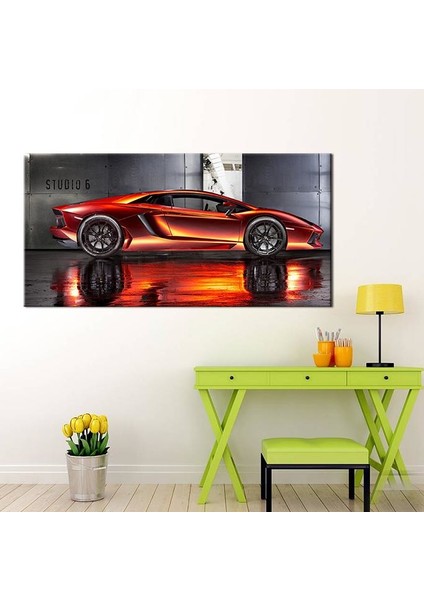 Lamborghini Kırmızı Kanvas Tablo 100 x 50 cm fırsatları
