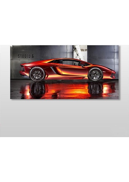 Lamborghini Kırmızı Kanvas Tablo 140 x 70 cm