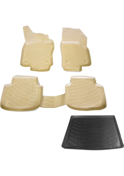 Tiguan (Bej Renk) 3D Havuzlu Paspas+Bagaj Havuzu 2016-2020 Arası