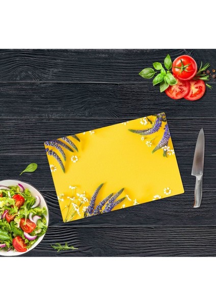 Saban Sarı Karanfil Cam Kesme Tahtası 30 x 40 cm