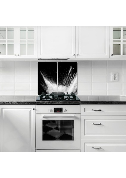 Cam Ocak Koruyucu ve Kesme Tablası Black 60 x 52 cm 4'lü Ocaklar
