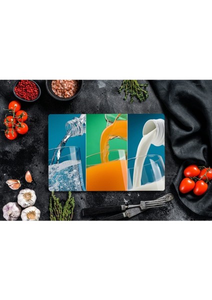 30x40 cm Sağlık Desenli Cam Kesim Tablası