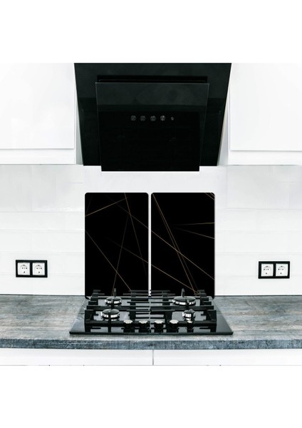 Cam Ocak Arkası Koruyucu ve Kesme Tablası LED 60 x 52 cm 4'lü Ocaklar