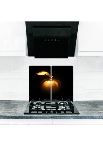Ocak Arkası Koruyucu ve Kesim Tablası Apple 60 x 52 cm 2 Parça 4'lü Ocaklar