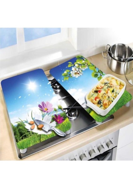 Dekoratif Cam Ocak Koruyucu ve Kesim Tahtası Zambak 60 x 52 cm 2 Parça 4'lü Ocaklar fiyatları