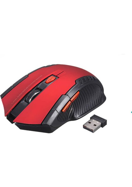 Oyuncu Mouse Gaming Kablosuz Mouse 2.4 Ghz Wireless 6 Tuşlu Oyuncu Maus - Kırmızı