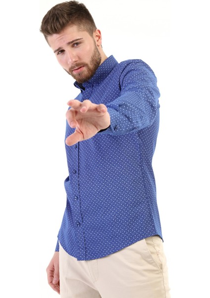 Noktalı Slimfit Gömlek - Sax fiyatları
