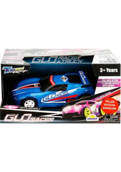 Sesli ve Işıklı Glo Racer Çek Bırak Araba 18 Cm. - Mavi Glo Racer fiyatları