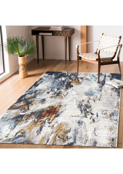 Halı Feyz'a G6393 Krem/Mavi 80 x 300 cm Modern Halı