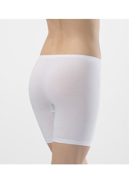 980 Ikili Likralı Uzun Kadın Şort-Beyaz fiyatları