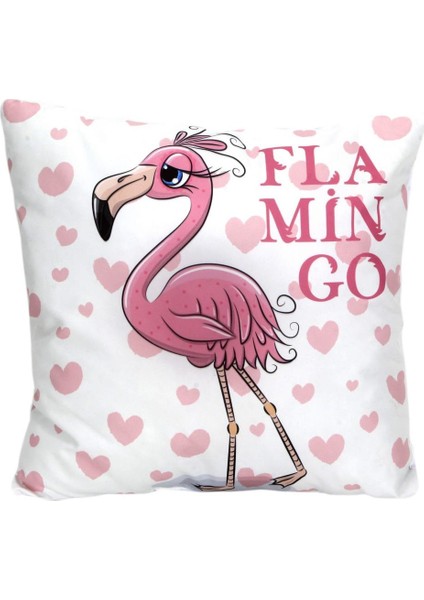 Flamingoların Aşkı Işıklı Biblo Flamingo Puf Yastık Seti