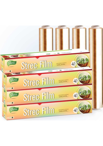 Pratik Gıda Streç Film 45 cm x 150 mt (4'lü Özel Kesme Aparatı Ile)