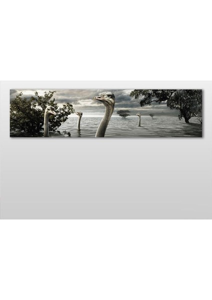 Göldeki Ördekler Kanvas Tablo 240 x 80 cm