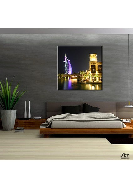 Palmiye ve Nehir Kanvas Tablo 120 x 120 cm