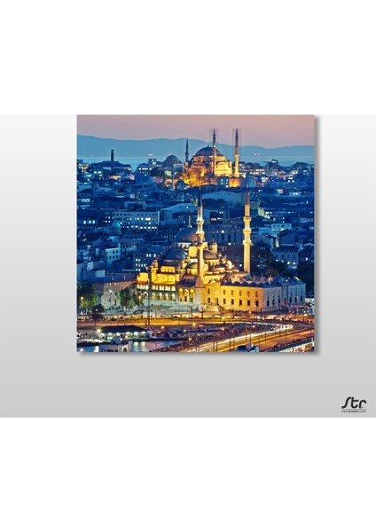 Sepya Süleymaniye Camii Kanvas Tablo 140 x 140 cm