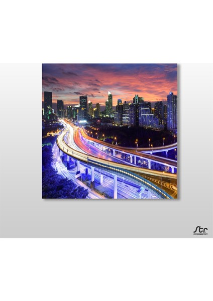Şehir Renklendirilmiş Kanvas Tablo 160 x 160 cm