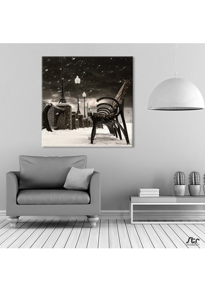 Bank Siyah Beyaz Kanvas Tablo 100 x 100 cm