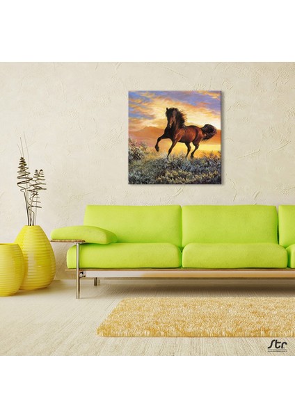 At Koşan Kanvas Tablo 120 x 120 cm