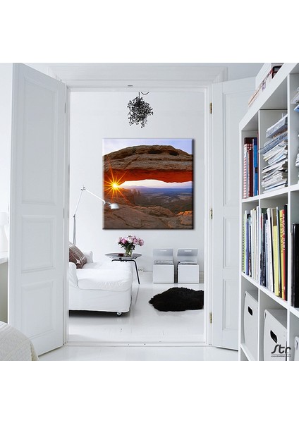 Mantarkaya ve Batan Güneş Kanvas Tablo 50 x 50 cm