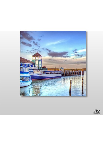 Liman ve Gemiler Kanvas Tablo 25 x 25 cm