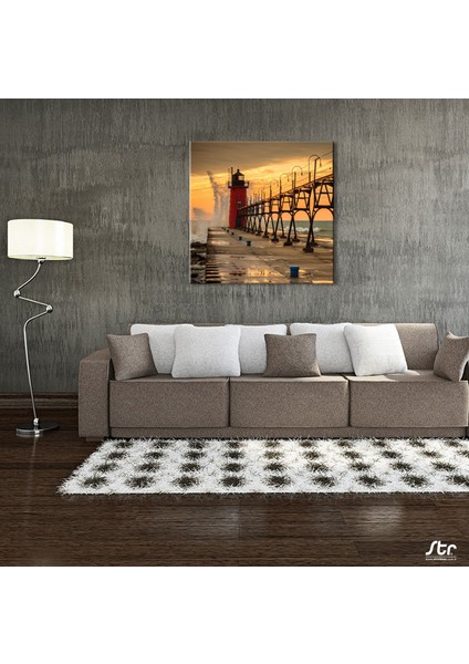 Deniz Feneri Iskele Kanvas Tablo 170 x 170 cm