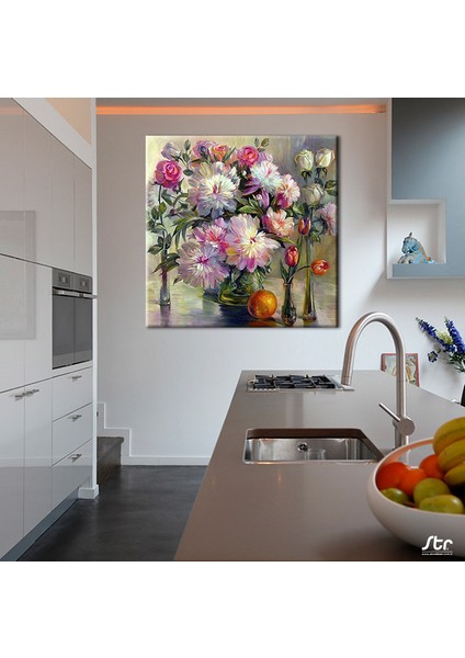 Çiçekler Kanvas Tablo 120 x 120 cm