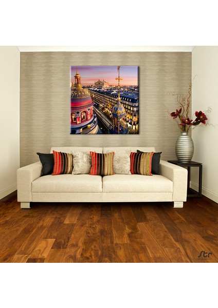 Çin Şehir Manzara Kanvas Tablo 140 x 140 cm