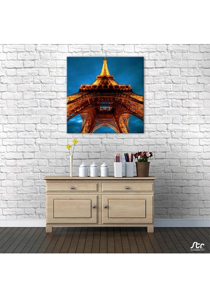 Eyfel Kulesi Gece Kanvas Tablo 140 x 140 cm