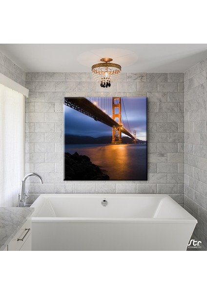 Istanbul Köprü Gece Kanvas Tablo 120 x 120 cm