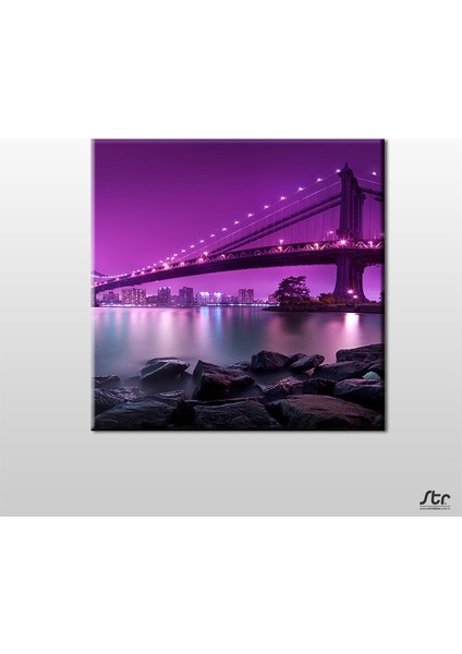 Mor Yansıtması Köprü Kanvas Tablo 70 x 70 cm