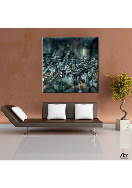 Minyatür Şehir Kanvas Tablo 160 x 160 cm