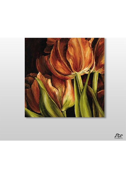 Oryantal Lale Kanvas Tablo 160 x 160 cm