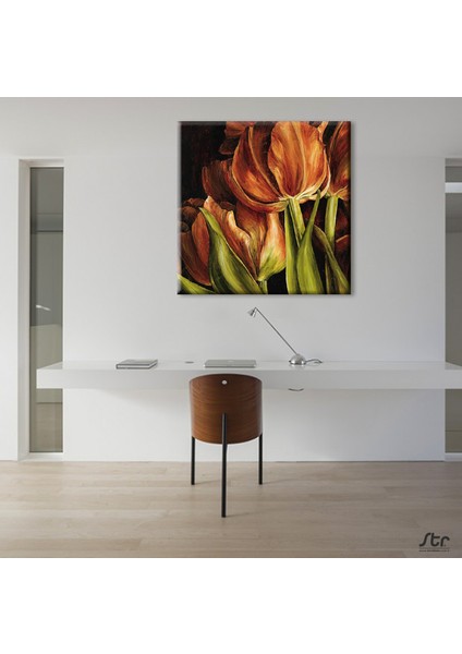Oryantal Lale Kanvas Tablo 160 x 160 cm