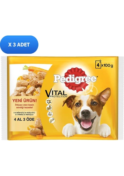 Adult Pouch Köpek Yaş Maması 4 x 100 gr(4 Al 3 Öde) (3 Adet)