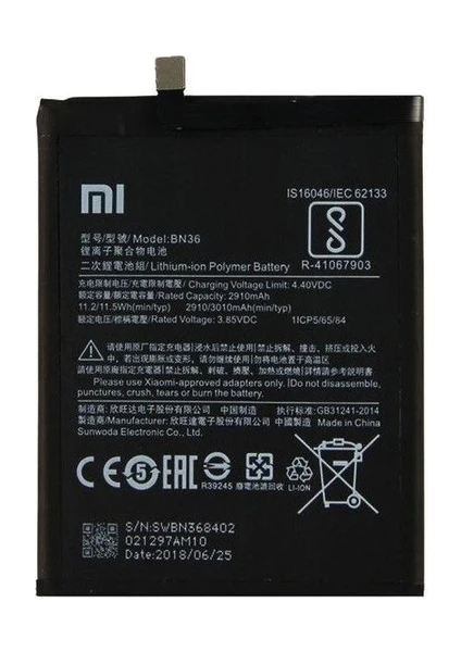 Mi A2 / Mi 6x (BN36) Batarya Pil 3010 Mah