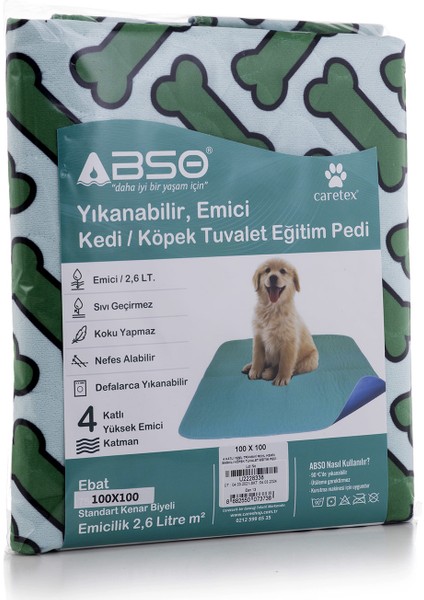 4 Katlı Kemik Baskılı Yıkanabilir Emici Koku Yapmaz Köpek Pedi 75 x 85 cm