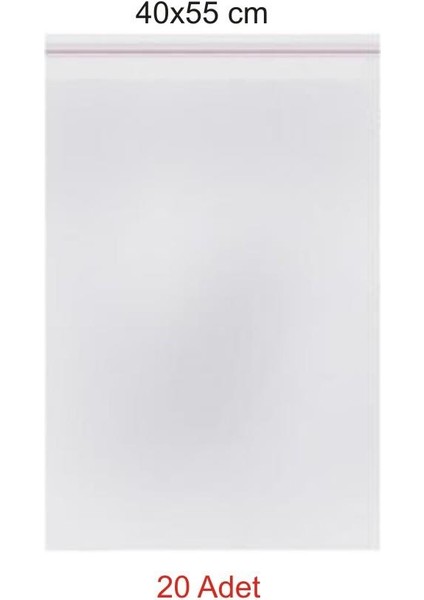 Kendinden Yapışkanlı Bantlı Şeffaf Jelatin Torba 40 x 55 cm 20'li