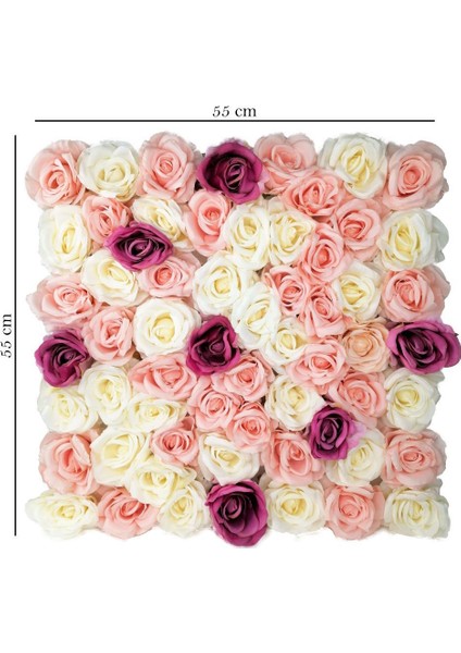 Yapay Çiçek Dekoratif Gül Panel Duvar Kaplama Gül Duvarı Aksesuar 55X55