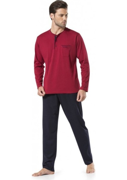 5560 Erkek Çeyizlik Beşli Rop Pijama Takım - Bordo