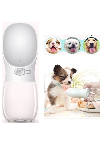 Taşınabilir Kedi Köpek Suluğu Kaseli Emniyetli Sızdırmaz Kutulu 350 ml- Beyaz