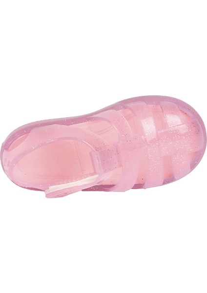 S10265 Star Glitter Plaj Havuz Kız Çocuk Deniz Sandaleti Pembe